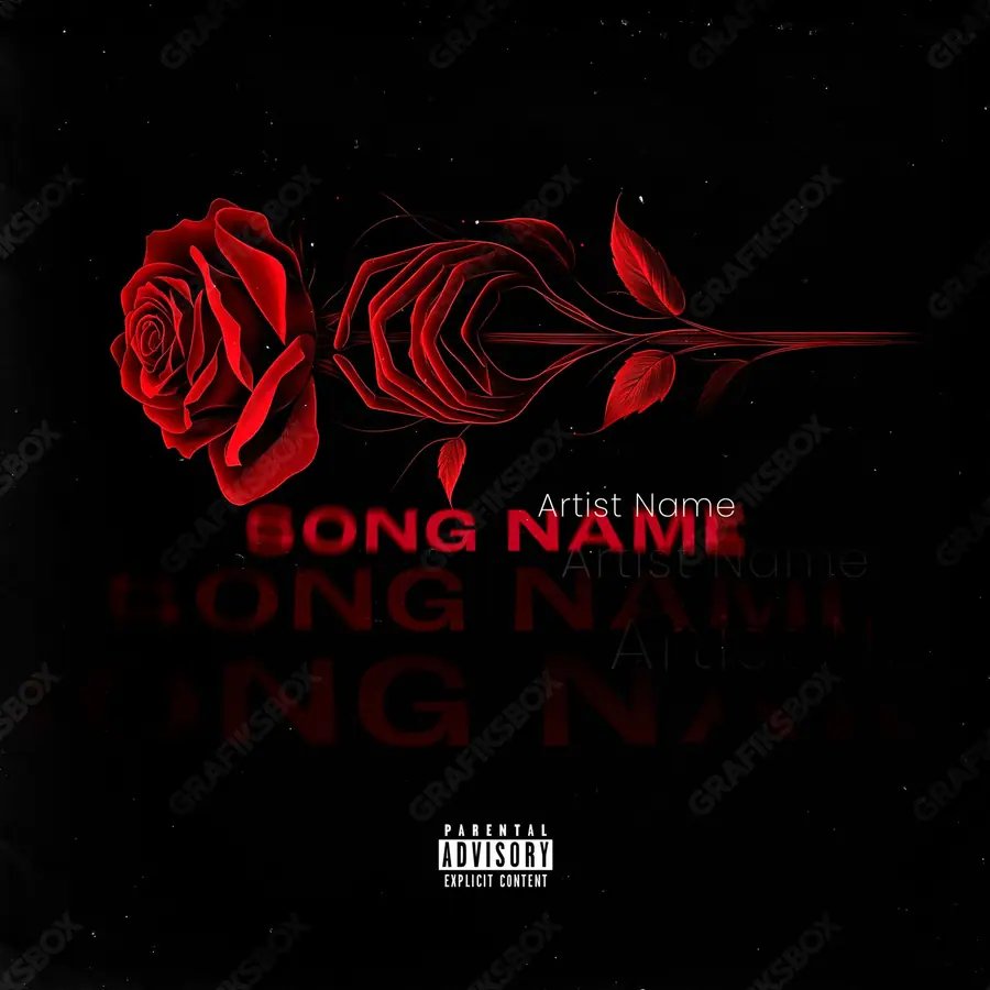 Premade album cover “Red Petal” — flowers in frame and a soft colour range in a red palette