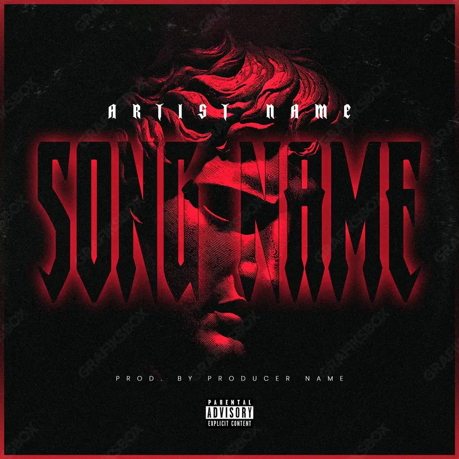 Premade album cover “Red Anger” — a subject with a character of its own in deep red tones