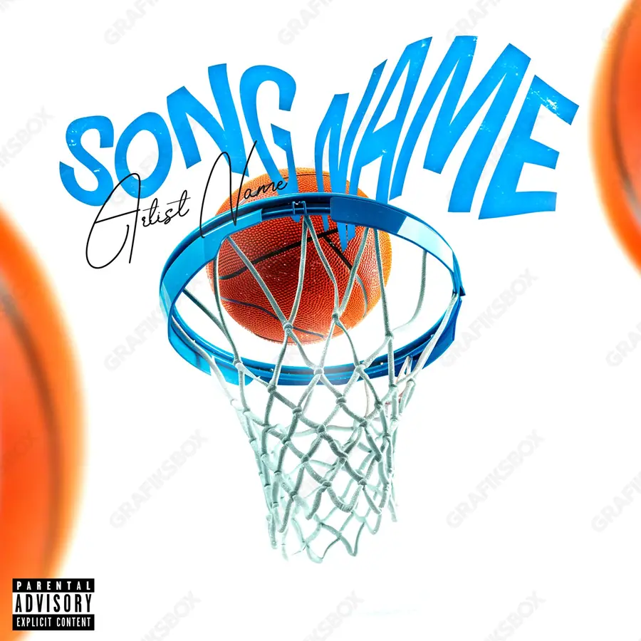Premade album cover “Hamper” — a subject with a character of its own in cool blue tones