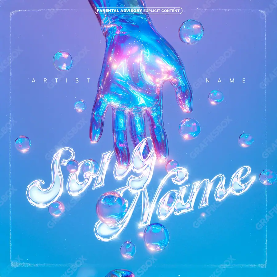 Premade album cover “Glowing” — glowing lines running along the edge of the frame in cool blue tones