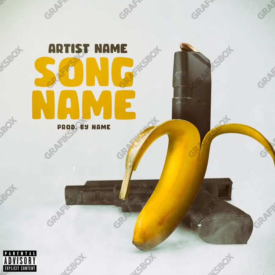 Portada de álbum prediseñada «Banana» — un encuadre que no encaja en una sola categoría, en una gama naranja