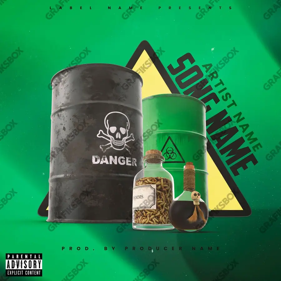 Portada de álbum prediseñada «Venom» — un encuadre que no encaja en una sola categoría, en una gama verde