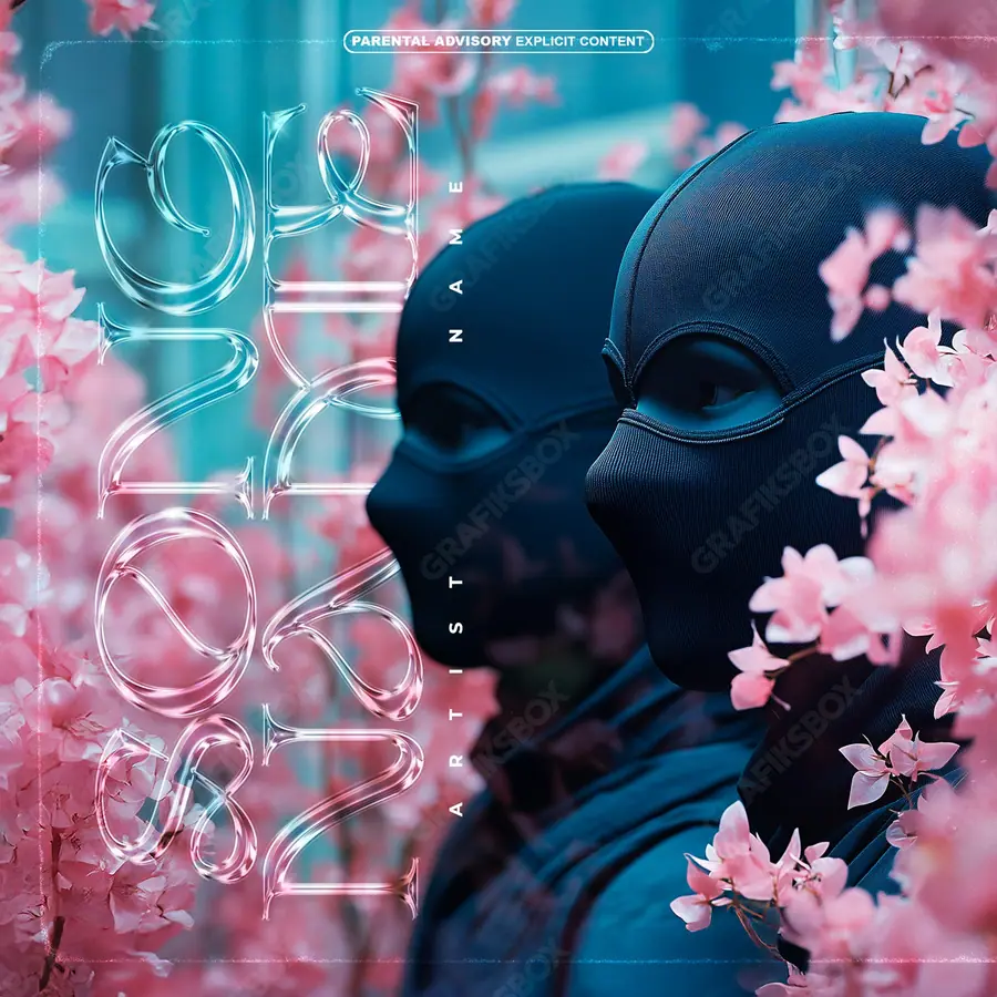 Premade album cover “Garden Thieves” — a botanical motif shot close in a blue palette