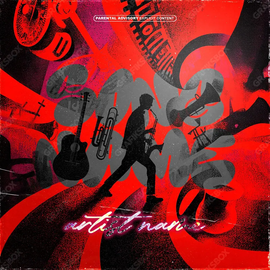 Обложка для трека «Saxophonist» — тёмный кадр, в красных тонах