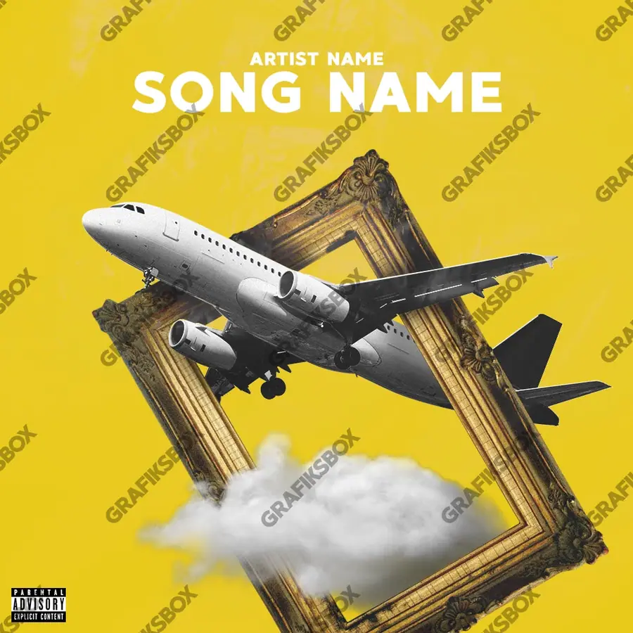 Premade album cover “Avion Cuadro” — a subject with a character of its own in warm gold tones