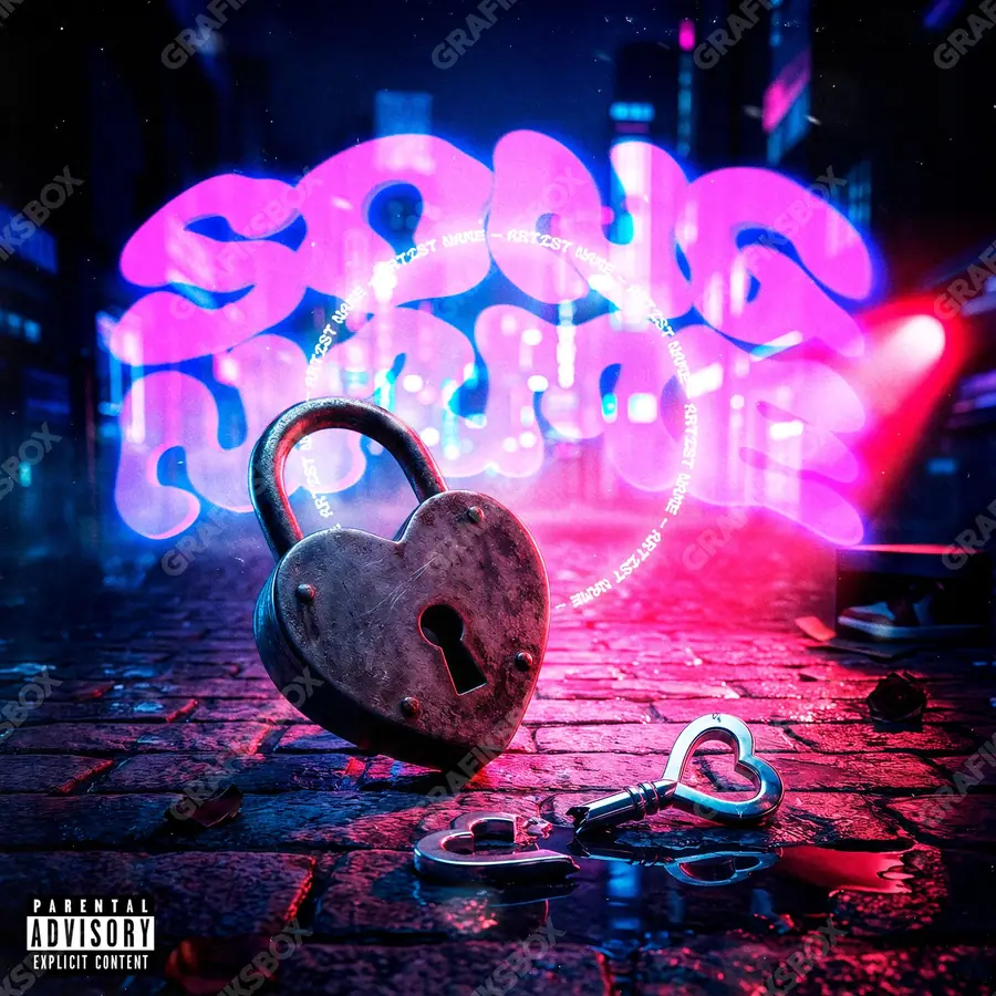 Portada de álbum prediseñada «Broken Key» — cromo, vidrio y reflejos de espejo, en matices rosados
