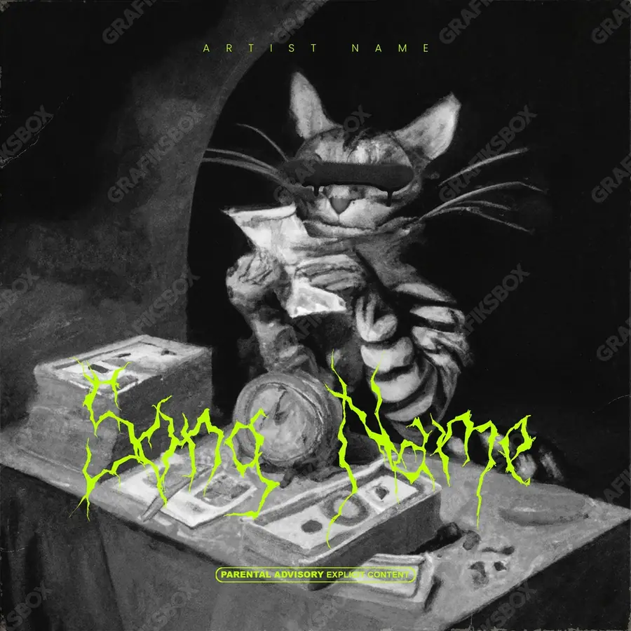 Portada de álbum prediseñada «Gatubela» — un encuadre que no encaja en una sola categoría, en una paleta monocroma