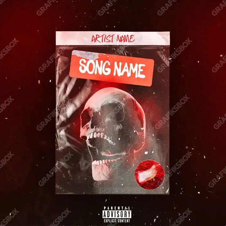 Обложка для песни в мрачной эстетике «Skull Red» — сумрачный сюжет и напряжение в кадре, в красных тонах