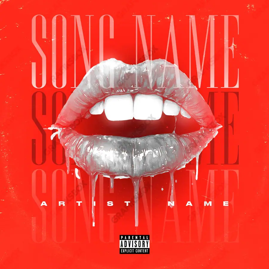 Premade album cover “Spit” — a subject with a character of its own in deep red tones