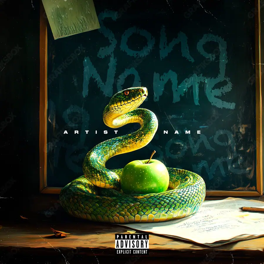 Portada de álbum prediseñada «Teachsnake» — un motivo con carácter propio, en una gama naranja