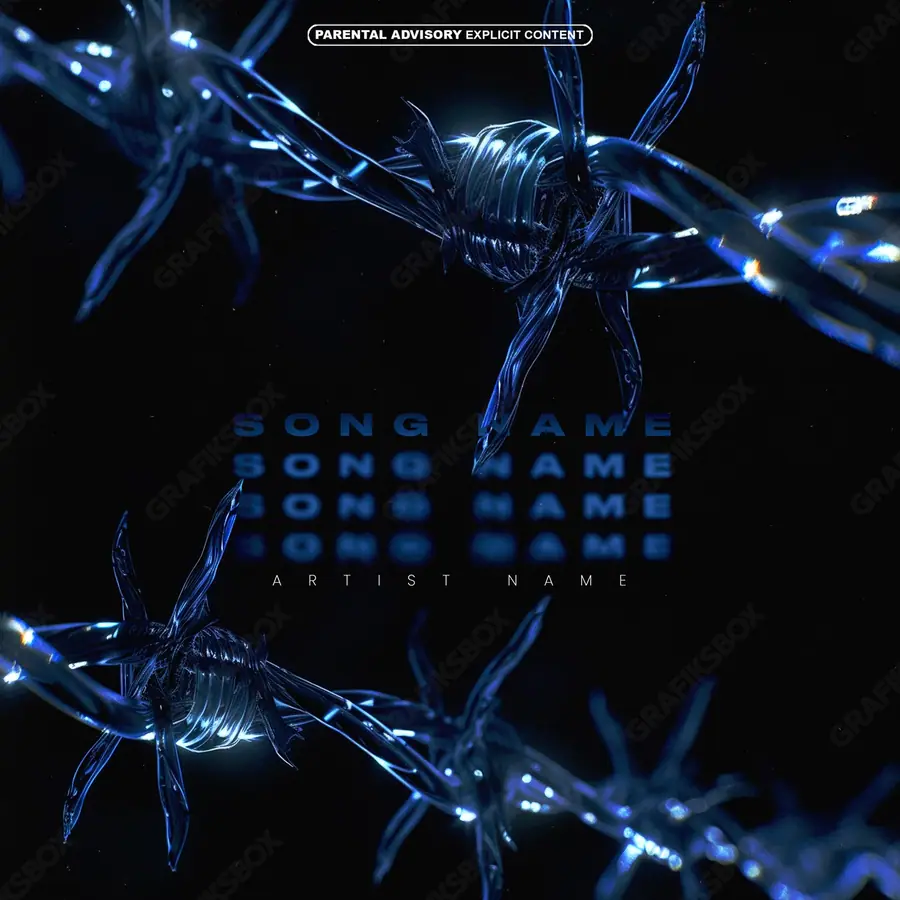 Купить обложку для трека с ретротехникой «Blue Wire» — ретро-техника в кадре: плёнка, кассеты, экраны, в синих тонах