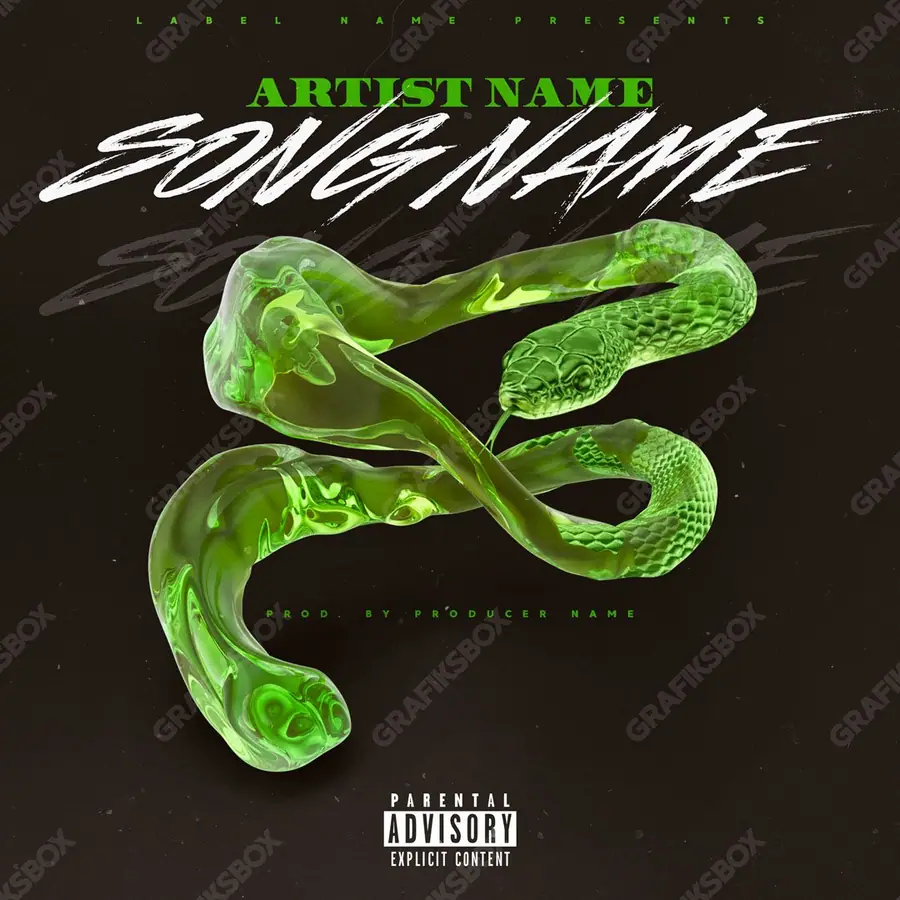 Premade album cover “Liquid Snake” — dark art with a heavy atmosphere in green shades