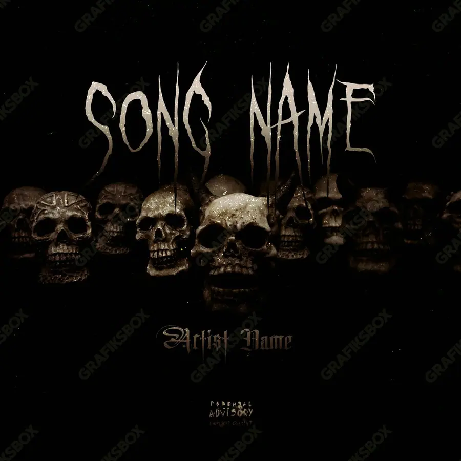 Portada de álbum prediseñada «Skull Crew» — una escena sombría que mantiene la tensión, en una paleta monocroma