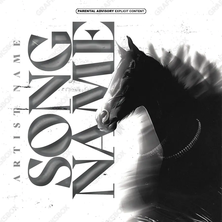 Купить обложку для трека «Winning Horse» — яркий кадр, в чёрно-белом