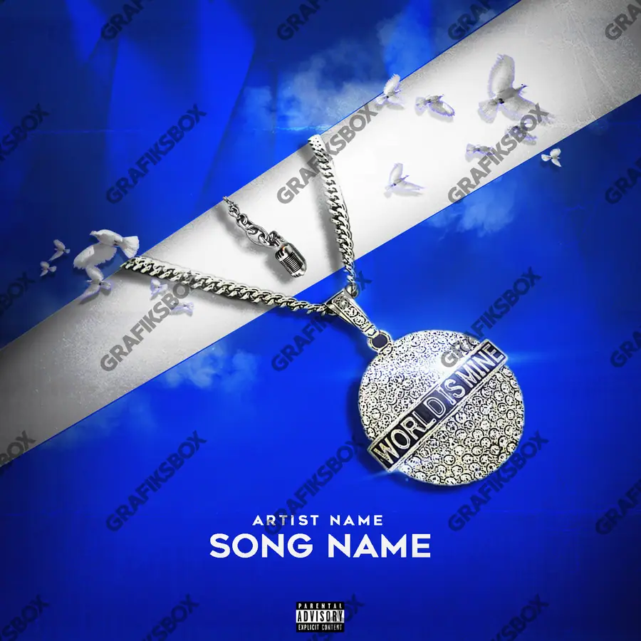 Premade album cover “World is mine” — a subject with a character of its own in cool blue tones