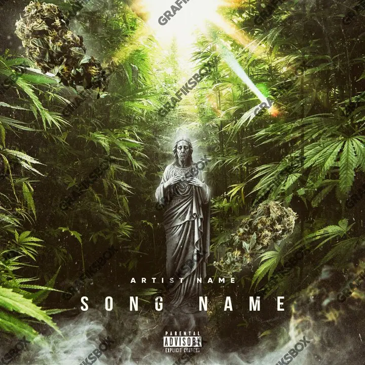 Купить обложку для трека «Saint Weed» — тёмный кадр, в золотых тонах
