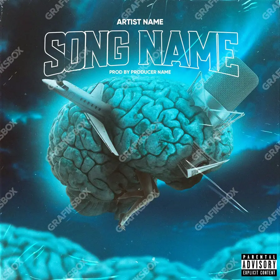 Premade album cover “Blue Brain” — an original visual idea with no close match in the catalogue in cool blue tones