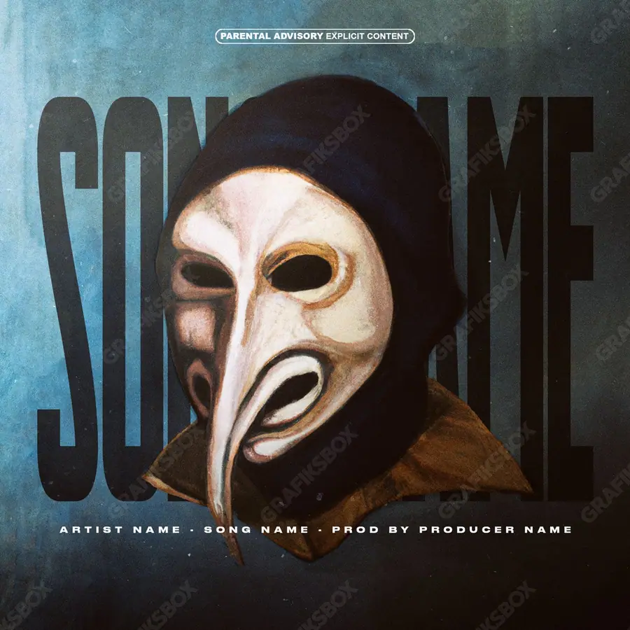 Premade album cover “Executioner” — a subject with a character of its own in cool blue tones