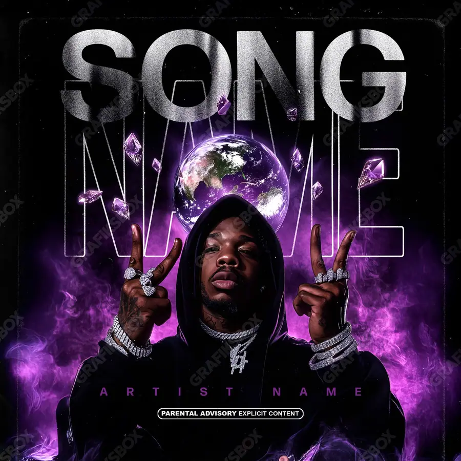 Premade album cover “Purple Mind” — a subject with a character of its own in purple tones