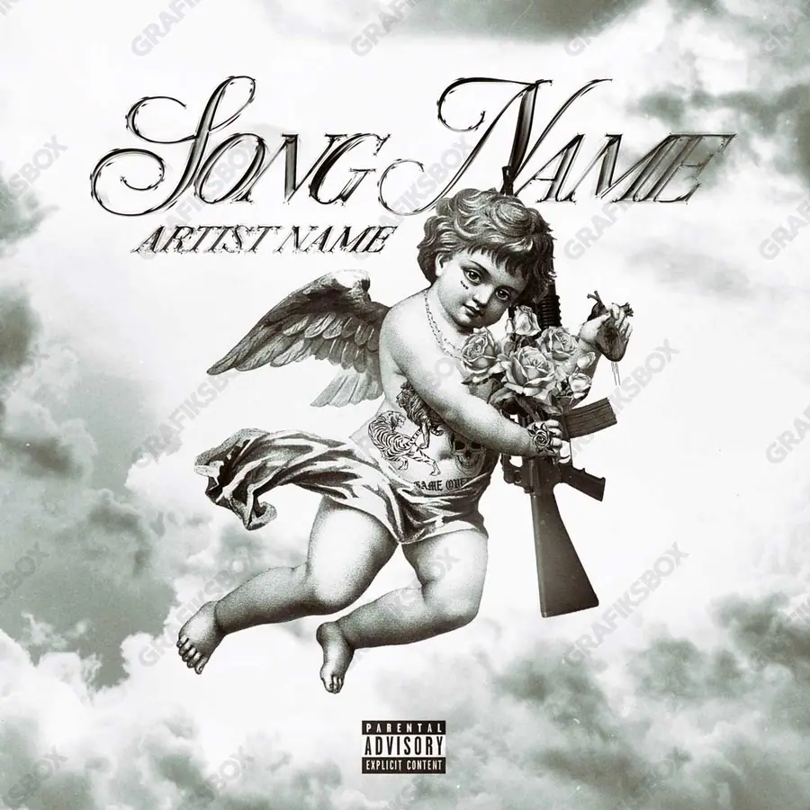 Portada de álbum prediseñada «Cupidown» — un motivo con carácter propio, en una gama en blanco y negro