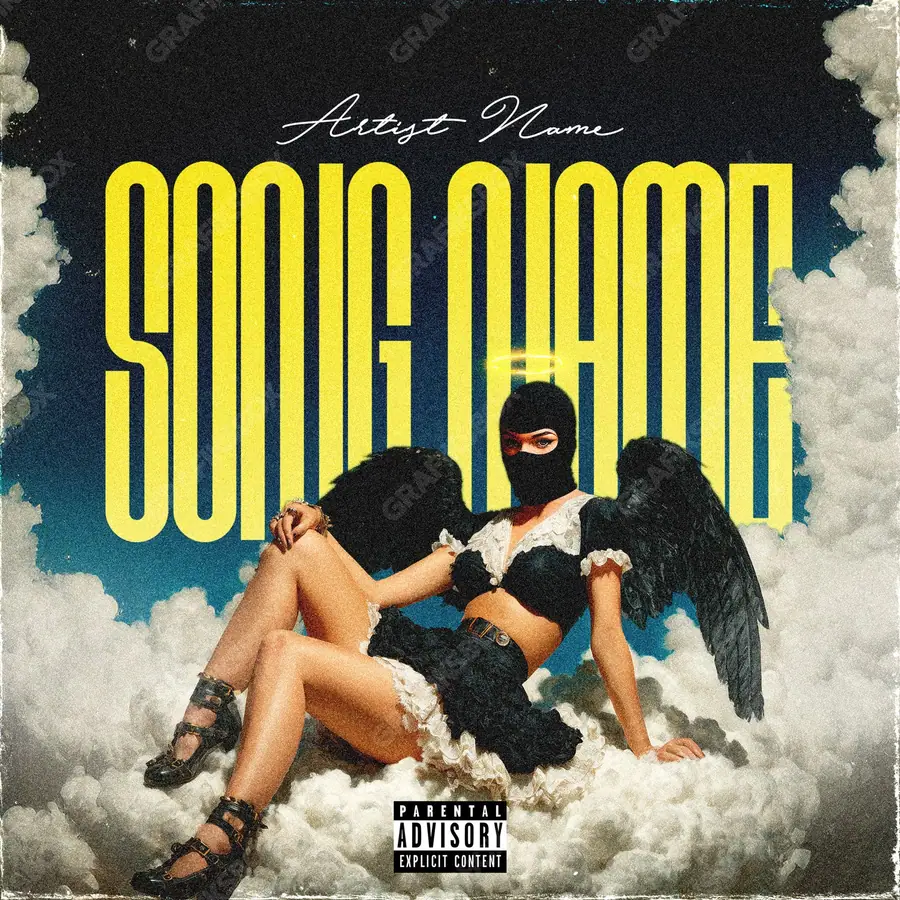 Portada de álbum prediseñada «Crim Angel» — una escena sombría que mantiene la tensión, en tonos dorados cálidos
