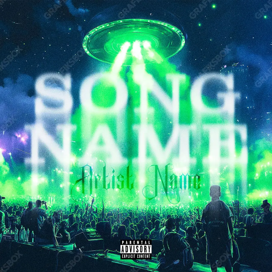 Premade album cover “Event” — an original visual idea with no close match in the catalogue in a green palette