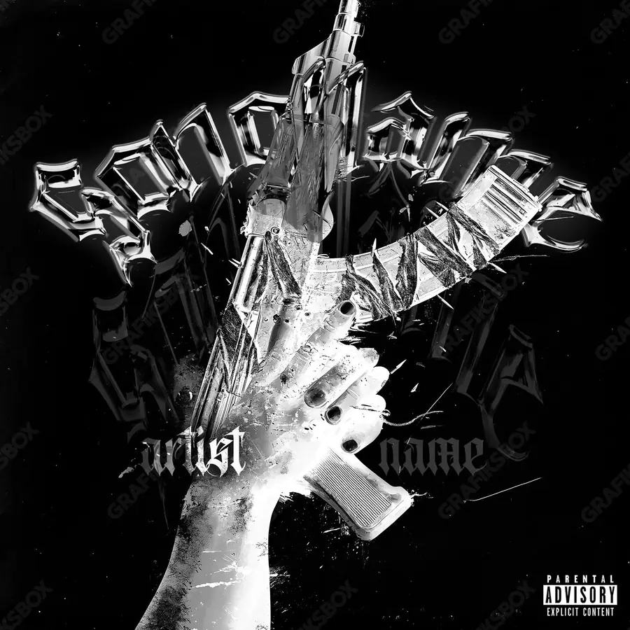 Portada de álbum prediseñada «War Weapon» — un motivo con carácter propio, en una gama en blanco y negro