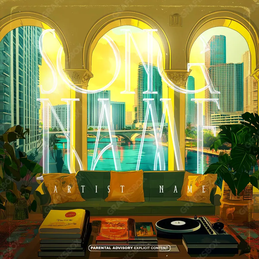 Portada de álbum prediseñada «Music Palace» — un motivo con carácter propio, en una gama dorada