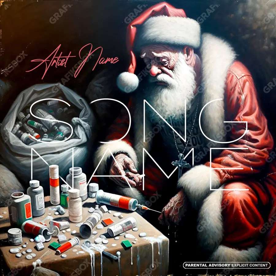 Купить обложку для трека «Dirty Santa» — тёмный кадр, в красных тонах