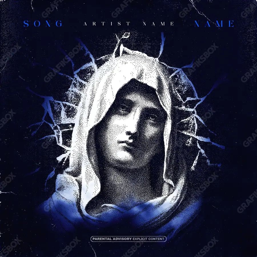 Portada de álbum prediseñada «Mother Mary» — un motivo con carácter propio, en tonos azules fríos