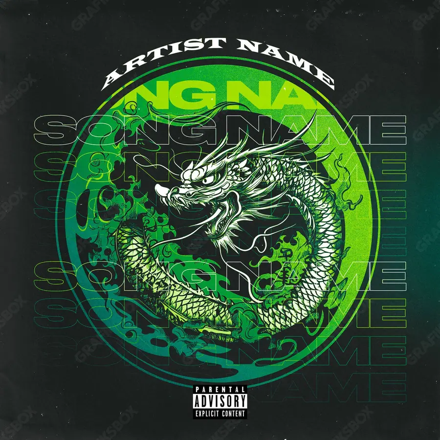 Portada de álbum prediseñada «Tianlong» — una idea visual original sin equivalente cercano en el catálogo, en una gama verde