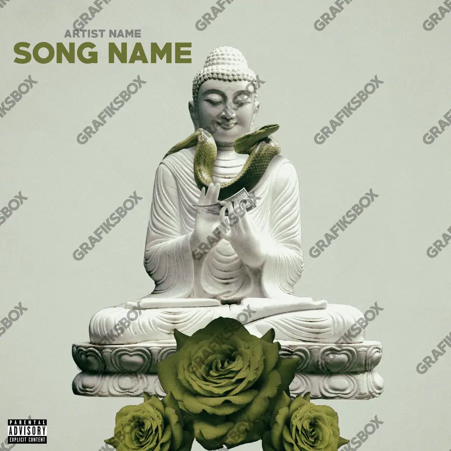 Premade album cover “Buda” — a subject with a character of its own in warm gold tones