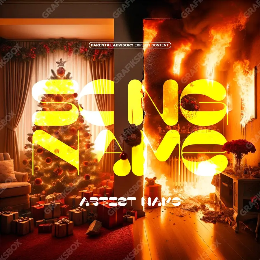 Premade album cover “Hot Christmas” — a frame that refuses to sit in one category in an orange palette