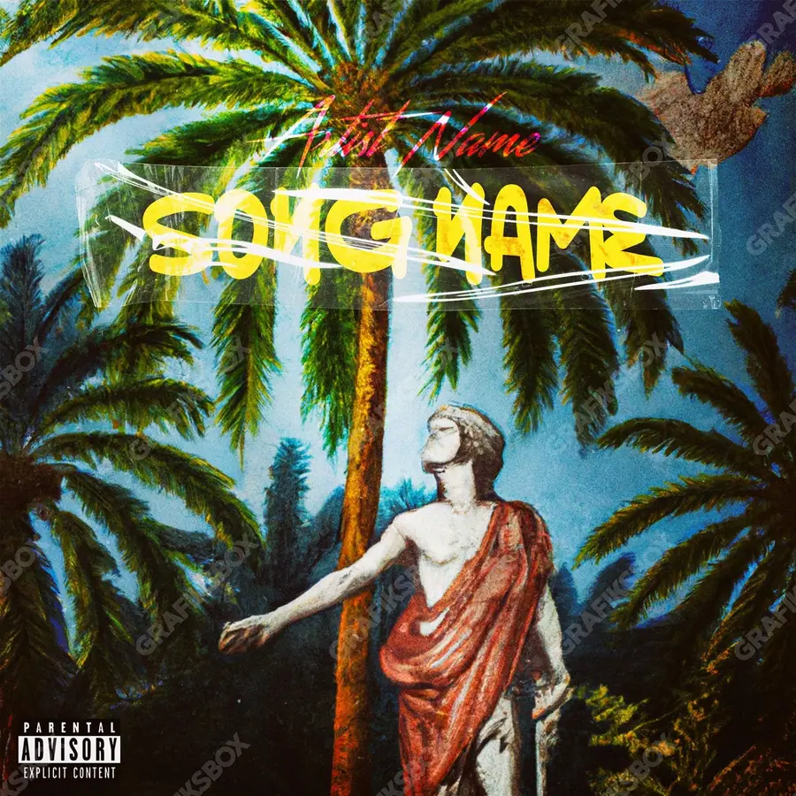 Portada de álbum prediseñada «Tropic Sculpture» — un encuadre que no encaja en una sola categoría, en tonos dorados cálidos