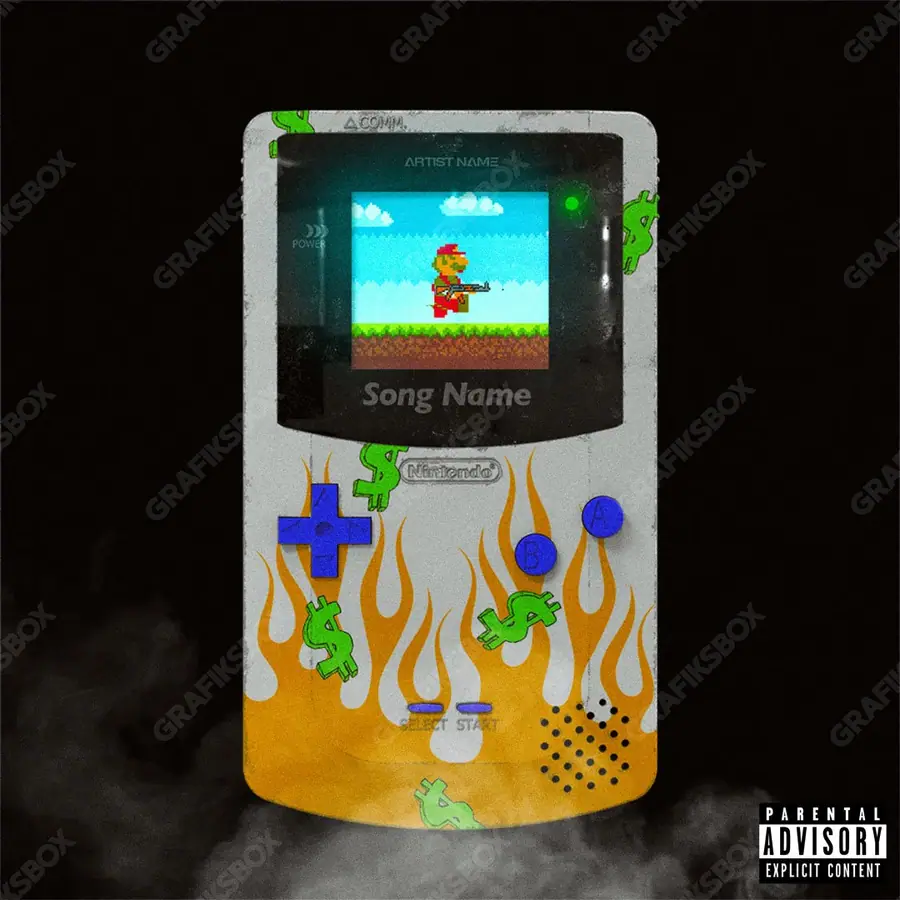 Обложка для песни с абстракцией «Gameboy Color» — беспредметный кадр, построенный на цвете и фактуре, в оранжевых тонах