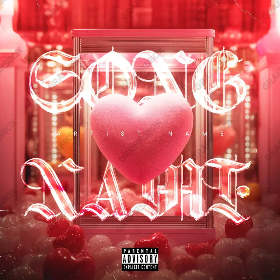 Premade album cover “Award Heart” — a romantic frame lit warm in deep red tones
