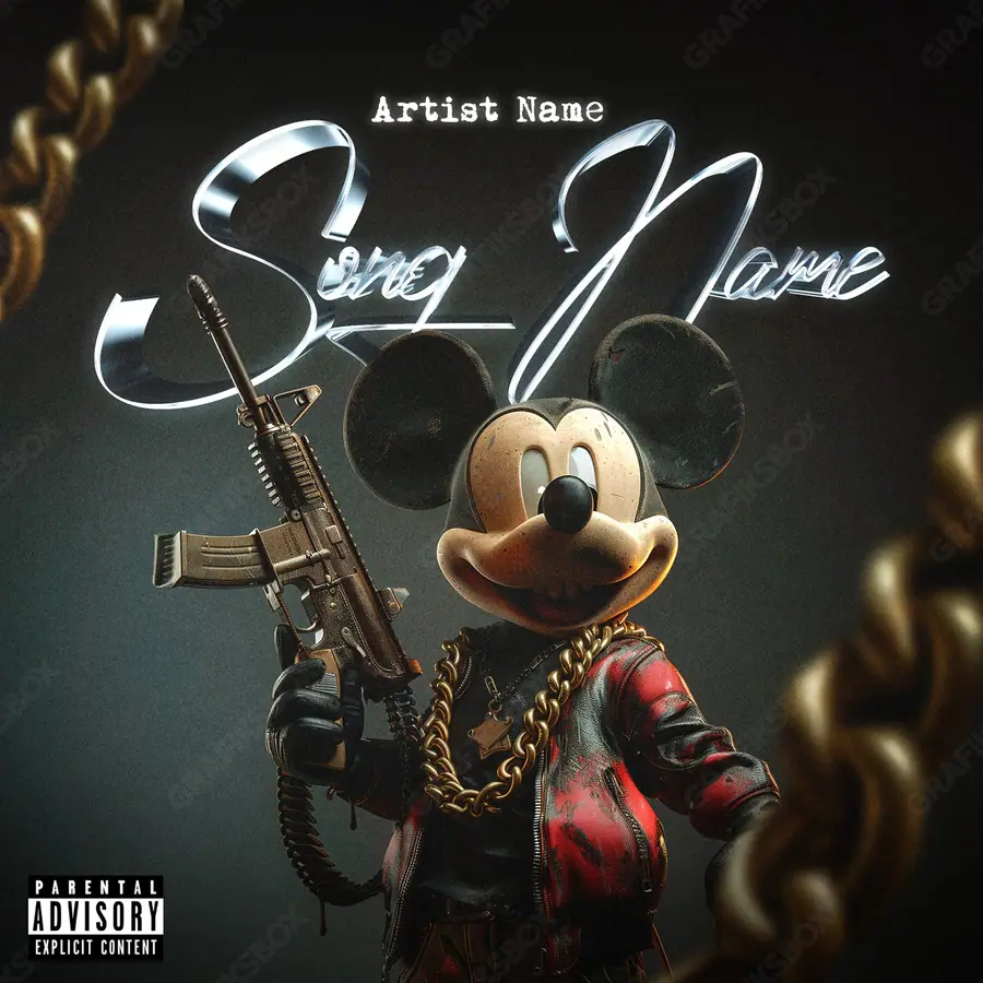 Portada de álbum prediseñada «Bad Mouse» — un encuadre que no encaja en una sola categoría, en matices anaranjados