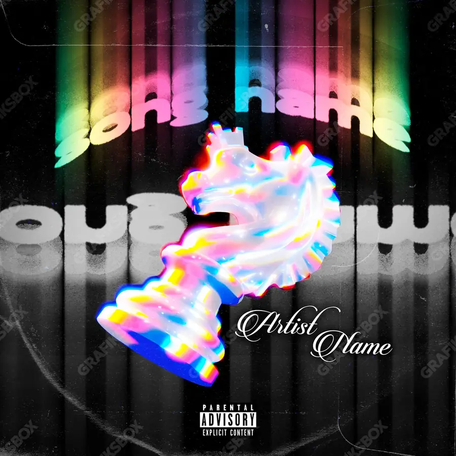 Premade album cover “Holo Horse” — an original visual idea with no close match in the catalogue in cool blue tones