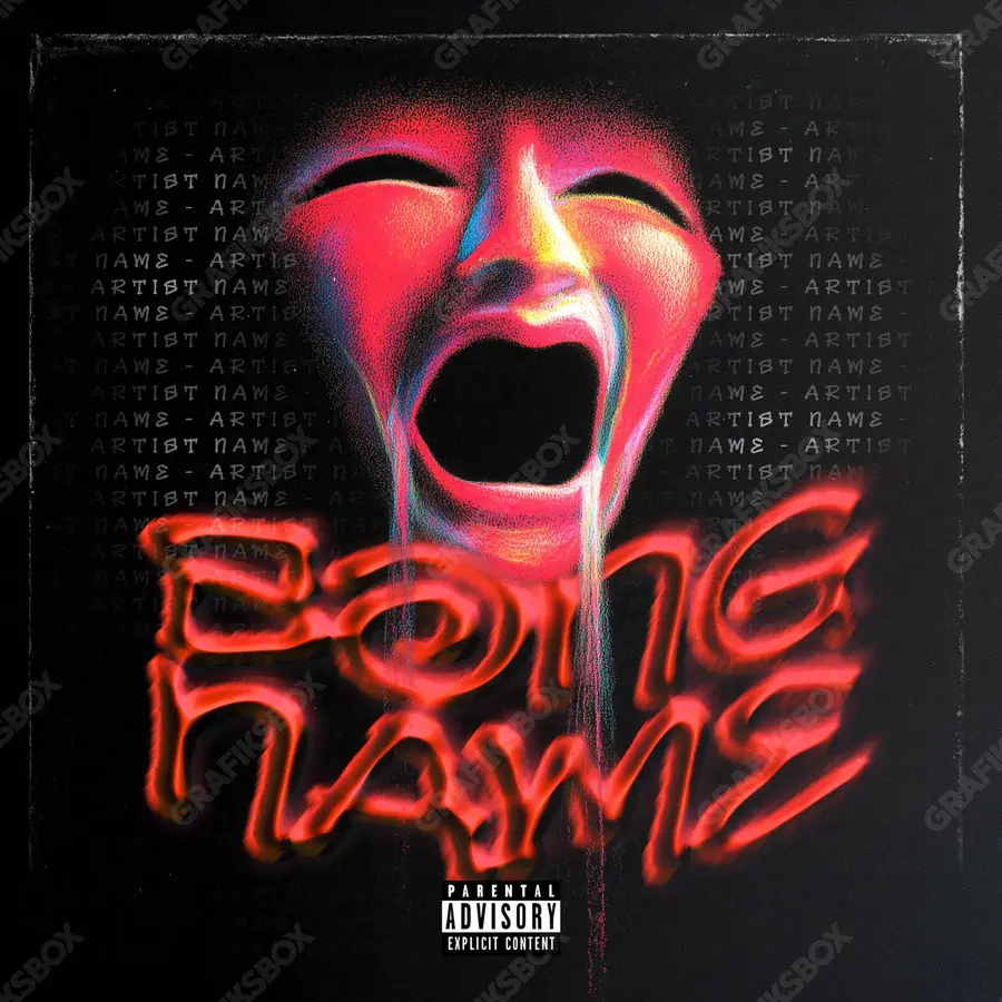 Portada de álbum prediseñada «Painful Crying» — una escena melancólica bajo luz apagada, en tonos rojos intensos