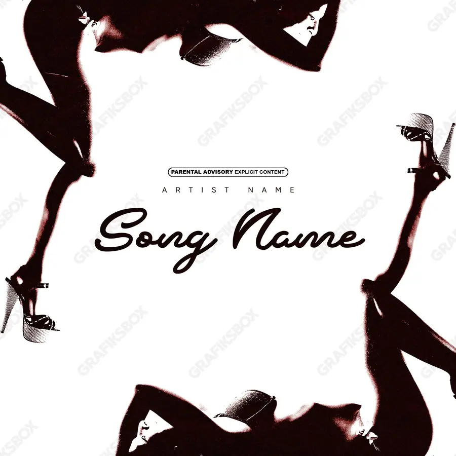 Premade album cover “Poses” — a frame that refuses to sit in one category in a monochrome palette