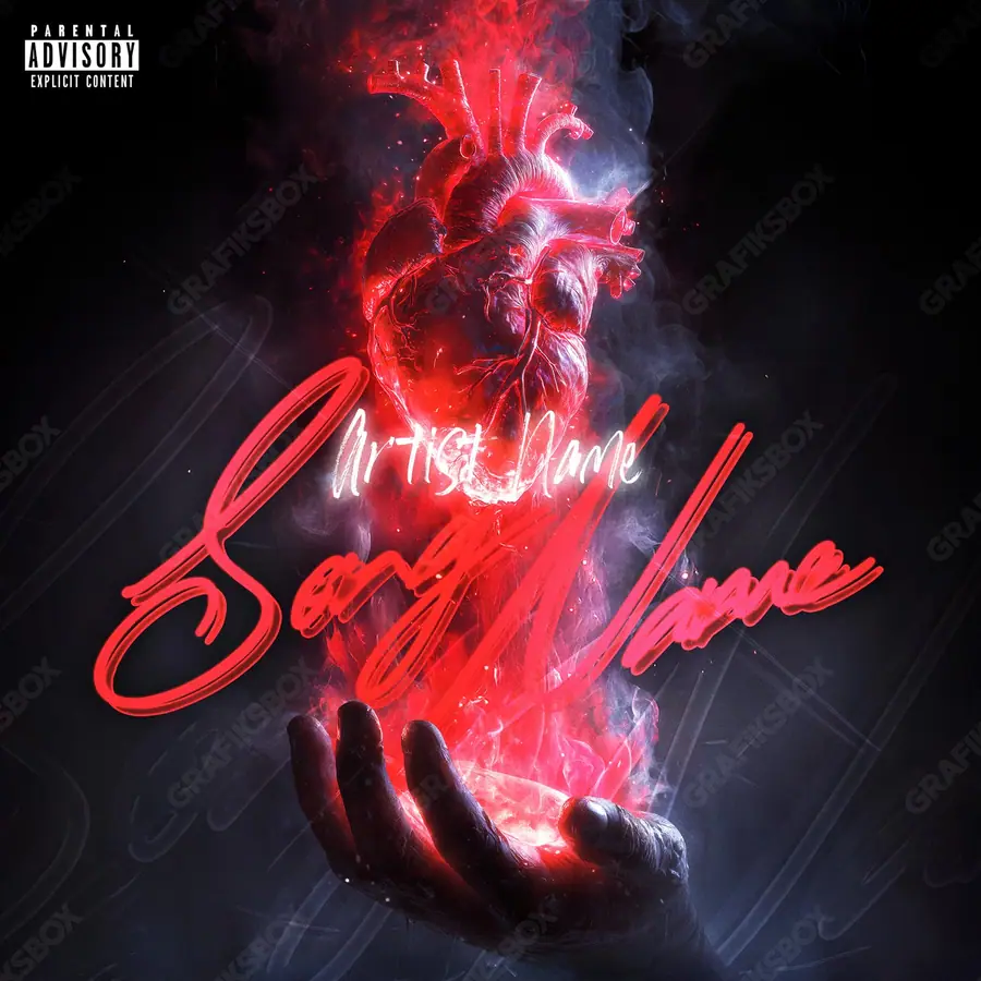 Premade album cover “Fervor Feel” — a subject with a character of its own in a red palette
