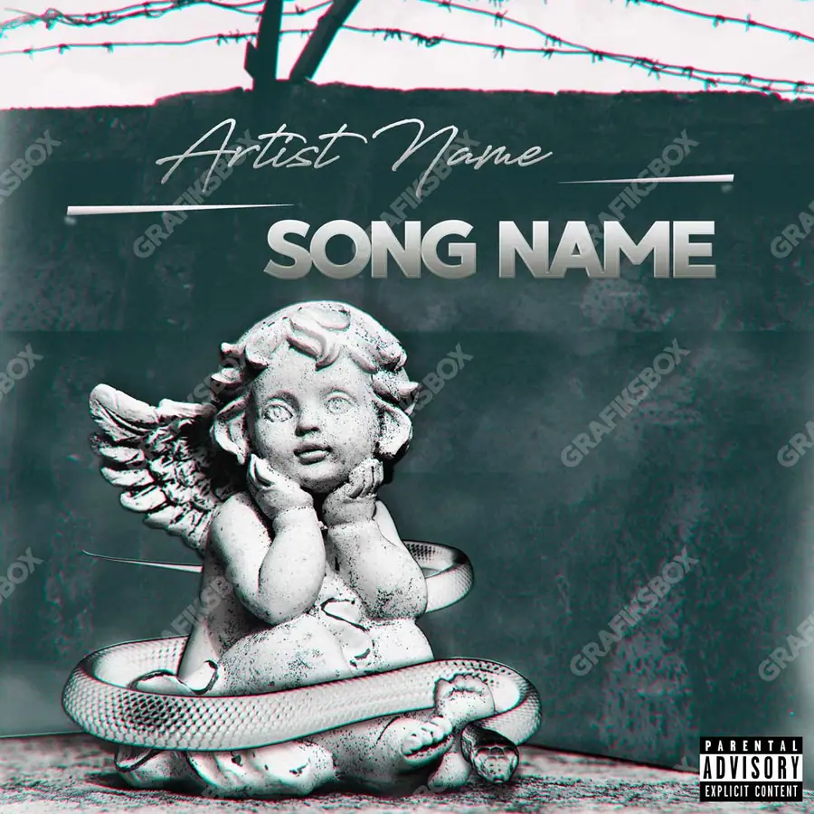Premade album cover “White Angel” — dark art with a heavy atmosphere in a black and white palette