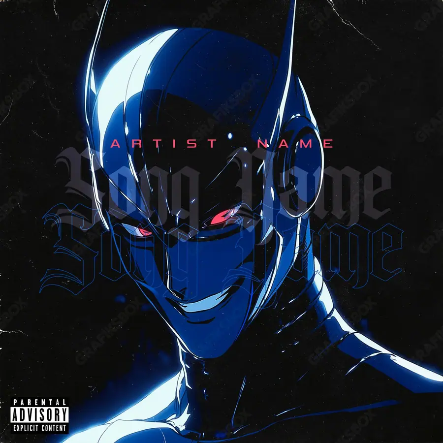 Portada de álbum prediseñada «Vengeance» — una idea visual original sin equivalente cercano en el catálogo, en tonos azules fríos