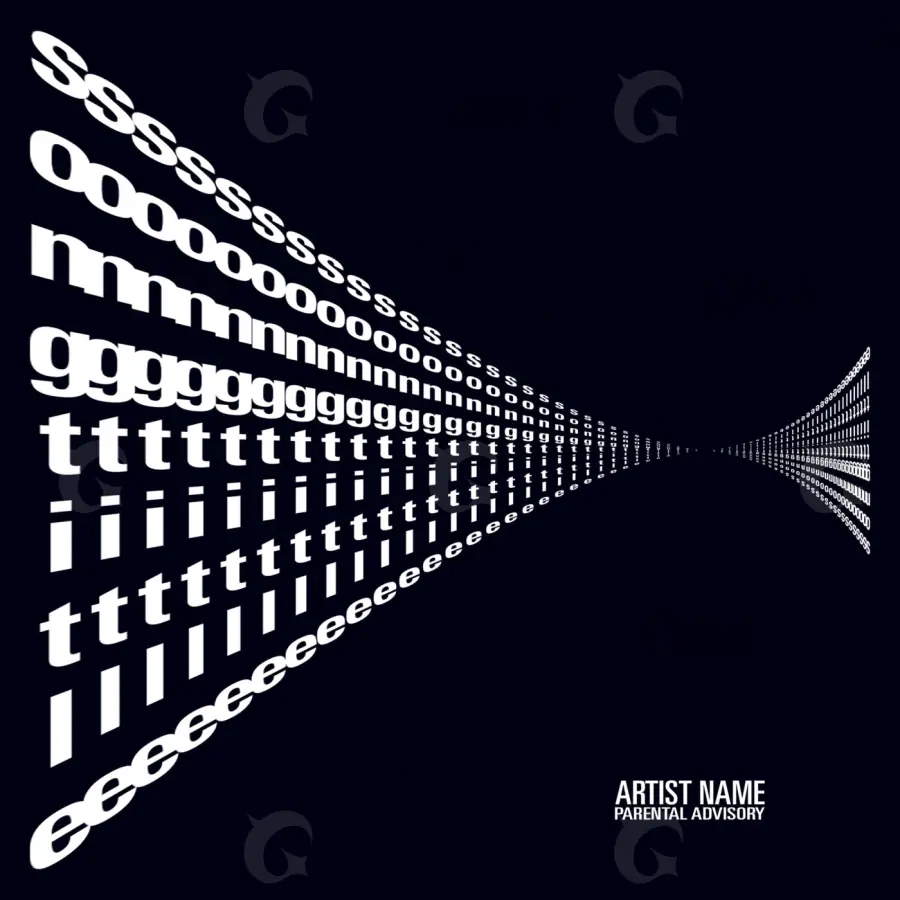 Arte de portada musical «Black Abstract»: abstracción y tipografía; color blanco y negro