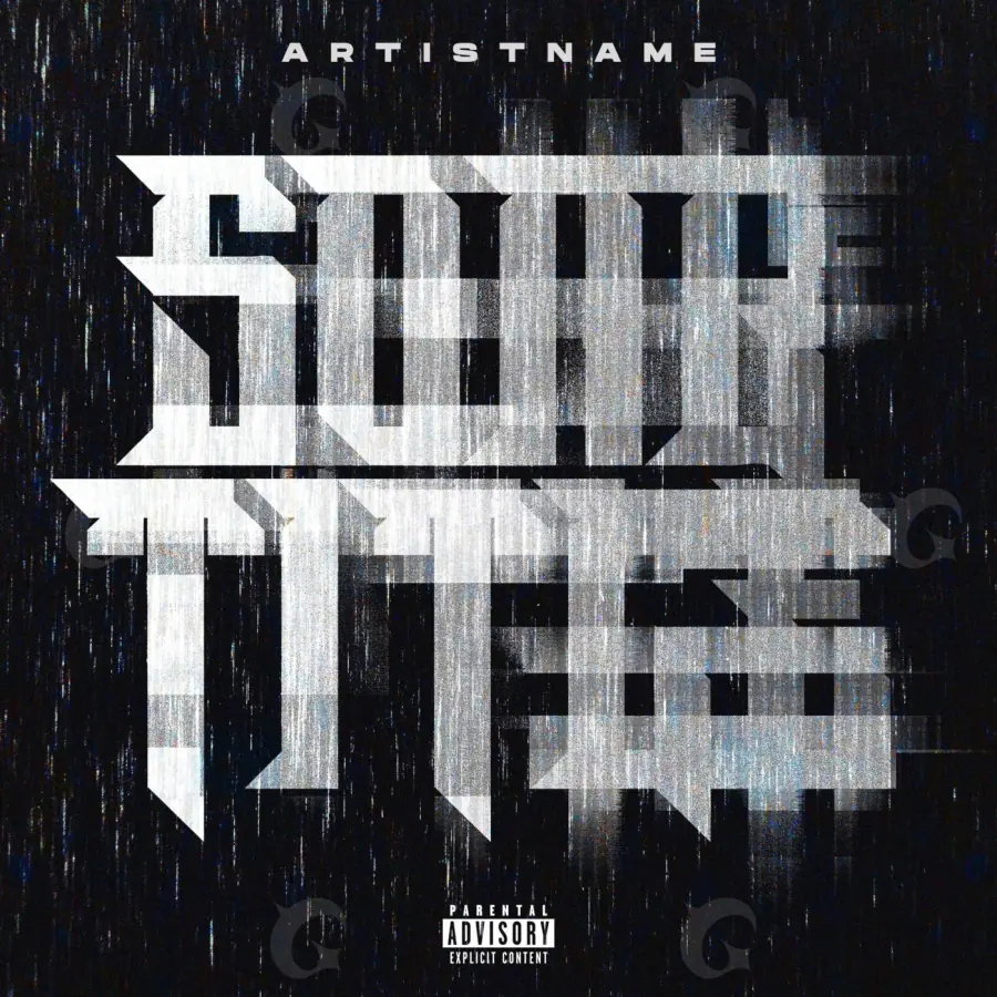 Album cover art “Black Abstract”: abstract and lettering, black and white tones
