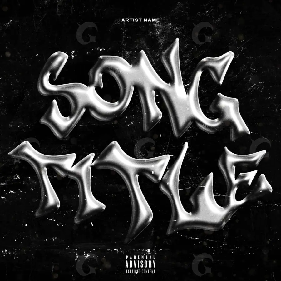 Arte de portada musical «Black Abstract»: abstracción y tipografía; color blanco y negro