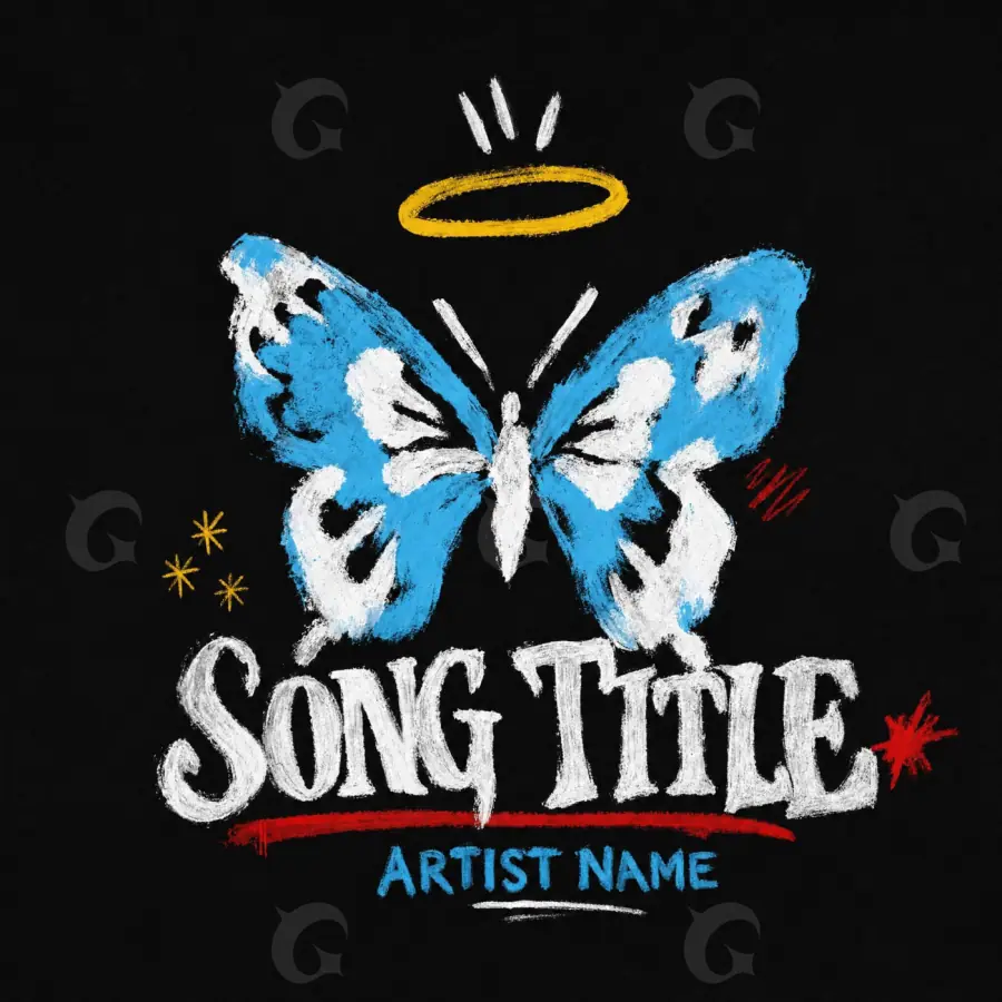 Premade cover art “Black Butterfly”: butterfly and circle, black and white tones