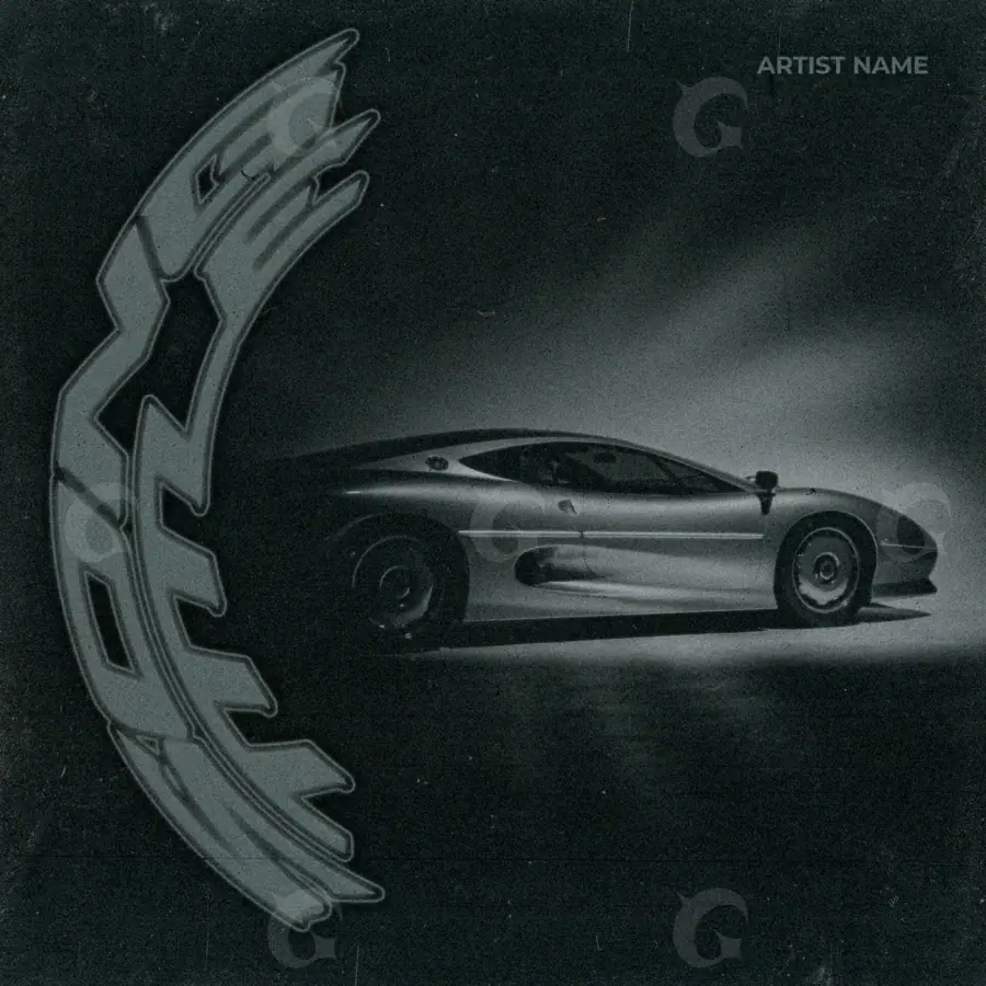 Premade cover art “Black Car”: car and cloud, black and white tones
