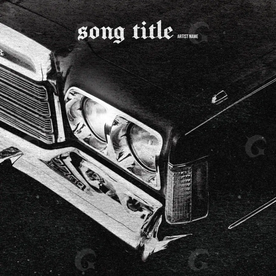 Premade cover art “Black Car”: car, black and white tones