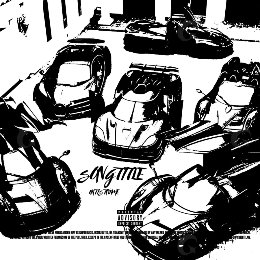 Album cover art “Black Car”: car, black and white tones